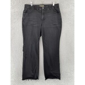 Democracy Ab Technology Womens sz 16 Wide Leg Raw Hem Distressed Jeans Dark Wash